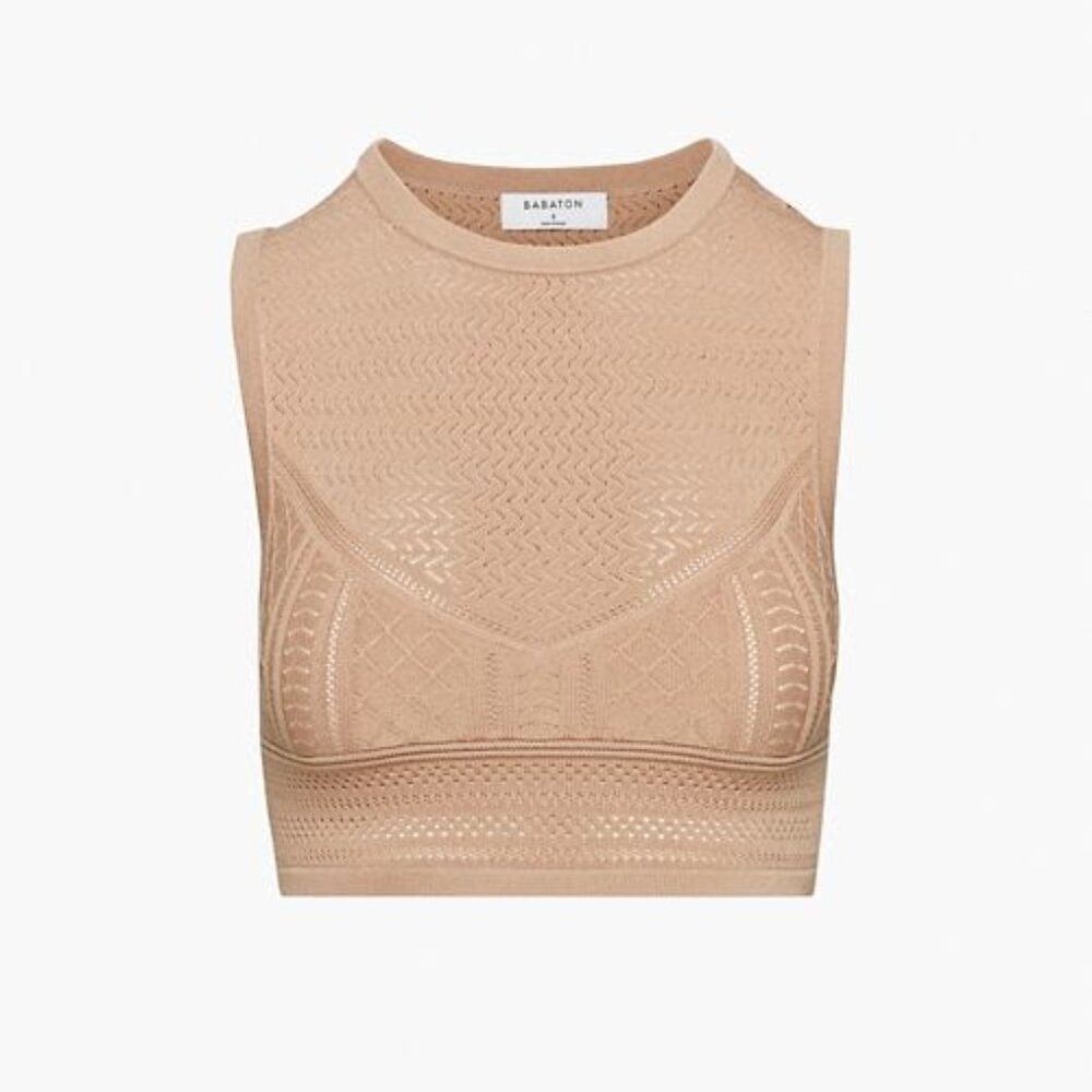 Babaton Knit Sleeveless Cropped Top | Sandstone